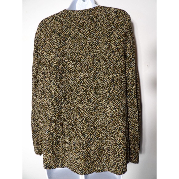 CJ Banks 1X Top Blouse Confetti Print Colorful Button Up Black Office Career - Picture 5 of 10